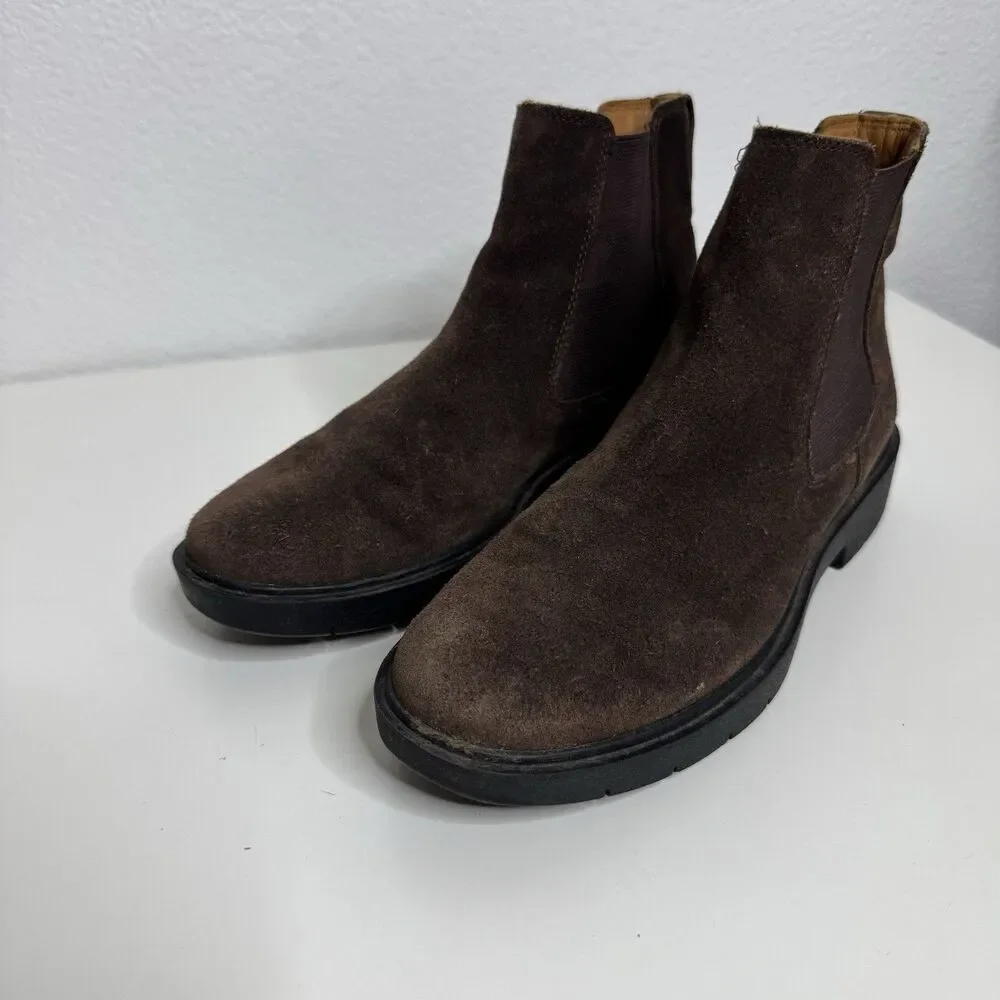 Geox D Spherica Leather Chelsea Ankle Boots EU 37 US 7 EC1 Coffee Brown Suede